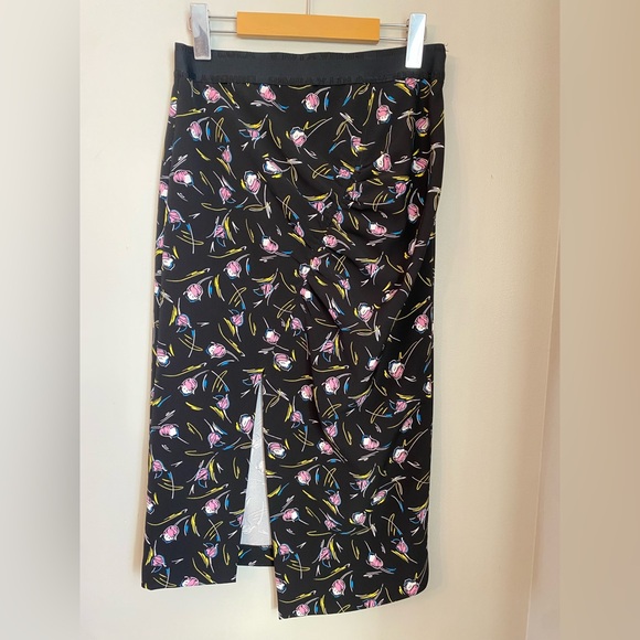 BIMBA Y LOLA Tulip Asymmetrical Black and Floral Midi Skirt Size 4 EU36 - Picture 6 of 15